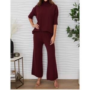 NEW MILIO MILANO knit cozy flared pant in wine